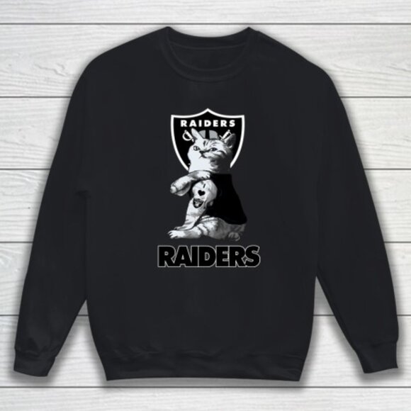 NFL Football My Cat Loves Oakland Raiders Sweatshirt Fan Gift Unisex Apparel 91 - Picture 1 of 5